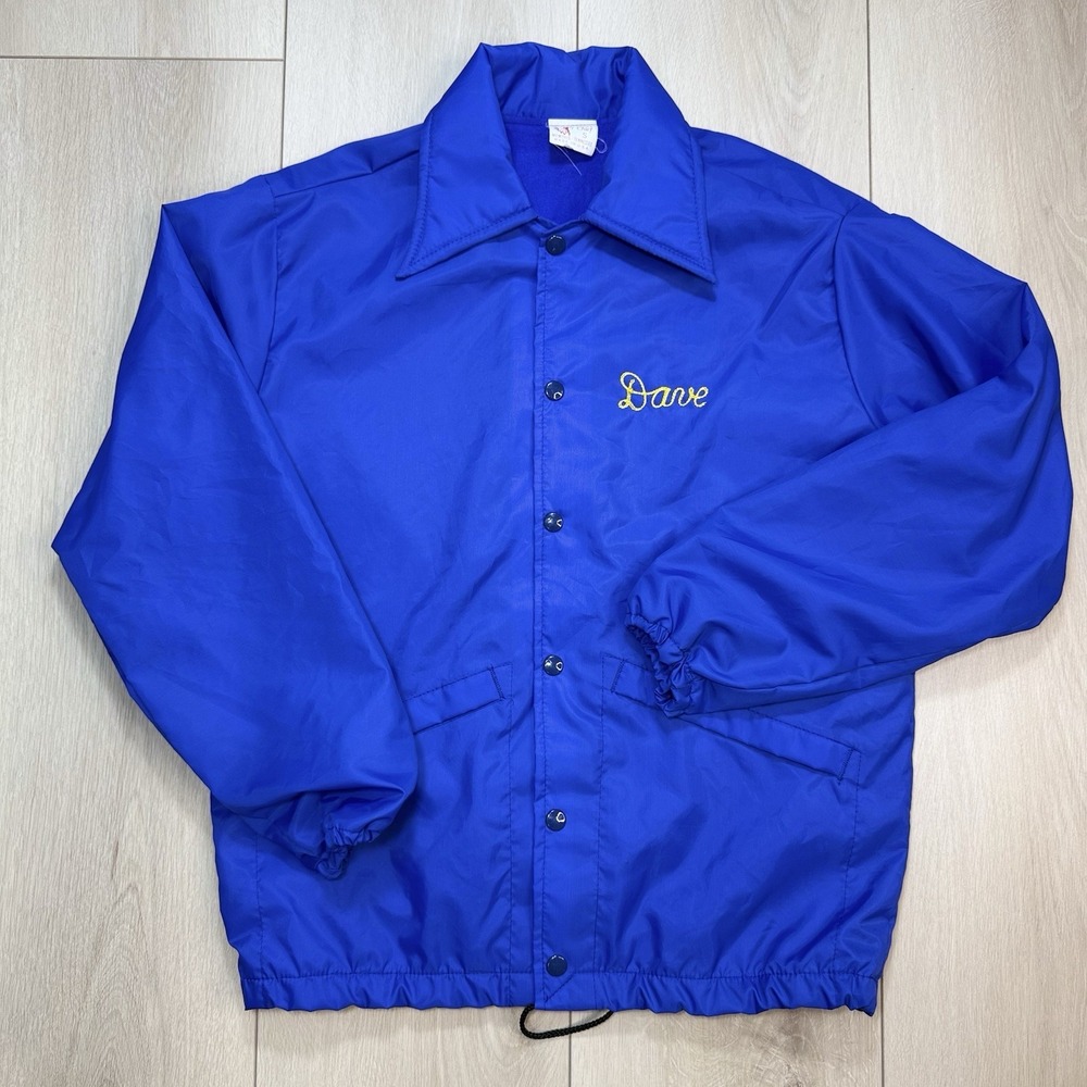 VTG 80s Iravino League Champs Jacket Mens L Blue Snap Windbreaker USA Retro